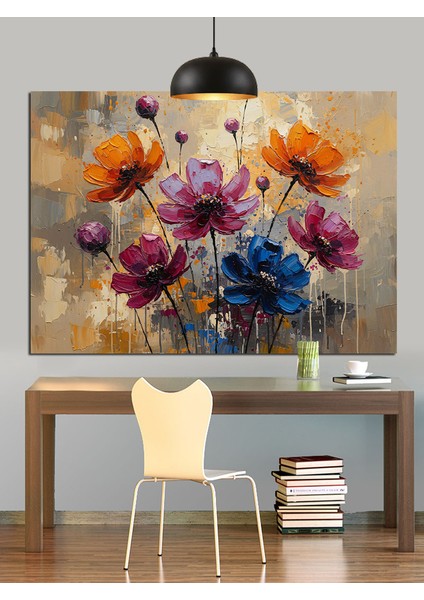Parlak Renkli Haşhaş Çiçekleri Dekoratif Kanvas - Mdf Ahşap Tablo modelleri