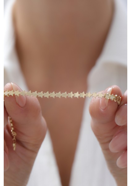 14 Ayar Altın Sıralı Yıldız Bileklik fiyatları