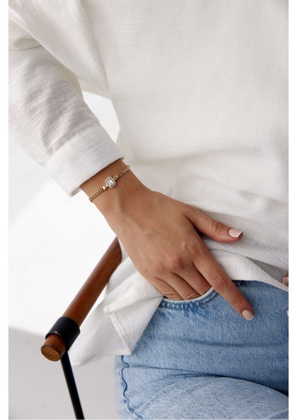 14 Ayar Altın Baget Taşlı Gurmet Bileklik modelleri