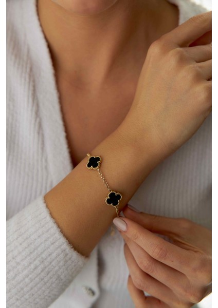 14 Ayar Altın Üçlü Siyah Bileklik fiyatları