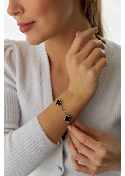 14 Ayar Altın Üçlü Siyah Bileklik modelleri