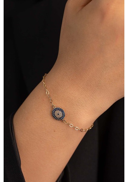 14 Ayar Altın Nazar Boncuğu Bileklik