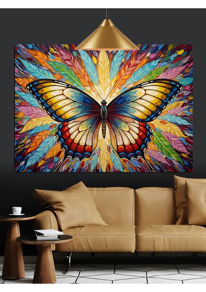Mavi Kelebek Kanatları Sanatı Dekoratif Kanvas - Mdf Ahşap Tablo