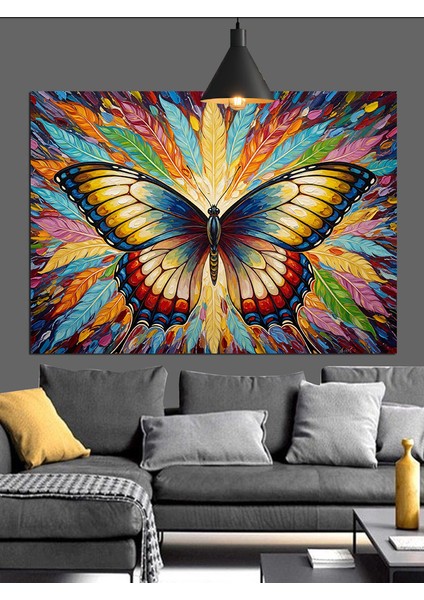 Mavi Kelebek Kanatları Sanatı Dekoratif Kanvas - Mdf Ahşap Tablo fiyatları