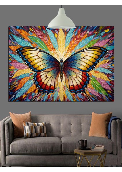 Mavi Kelebek Kanatları Sanatı Dekoratif Kanvas - Mdf Ahşap Tablo modelleri