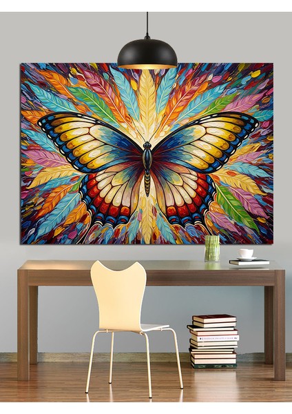 Mavi Kelebek Kanatları Sanatı Dekoratif Kanvas - Mdf Ahşap Tablo fırsatları