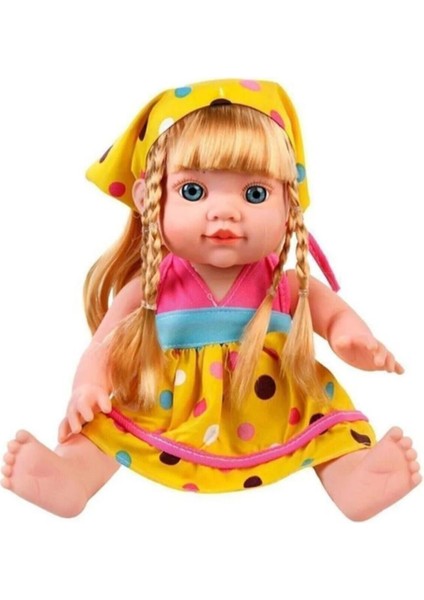 Türkçe Konuşan Şarkı Söyleyen Masal Anlatan Sevimli Banu Bebek 30 cm Sarı
