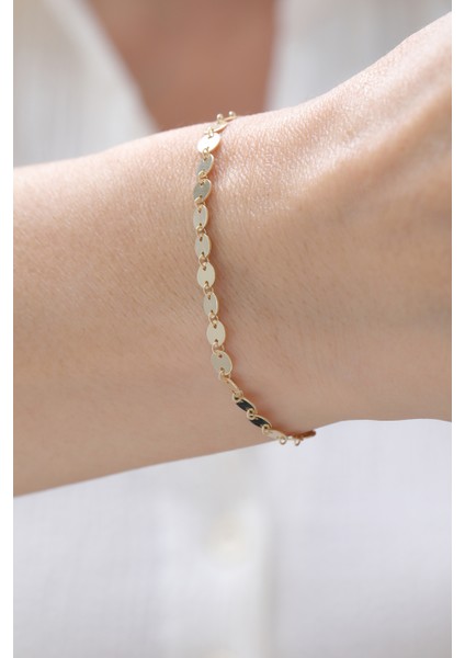 14 Ayar Altın Sıralı Pul Bileklik