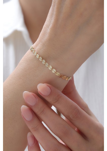 14 Ayar Altın Sıralı Pul Bileklik fiyatları