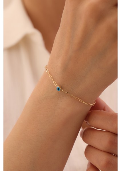 14 Ayar Altın Ataş Zincir Nazar Boncuğu Bileklik fiyatları