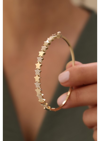 14 Ayar Altın Yarı Taşlı Yıldız Kelepçe modelleri