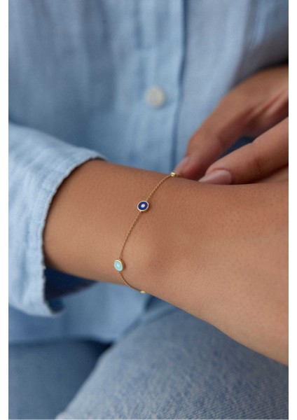 14 Ayar Altın Nazar Boncuklu Renkli Bileklik fiyatları