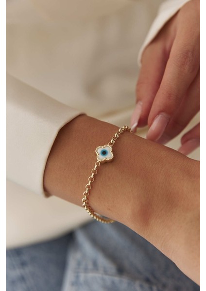 14 Ayar Altın Doch Zincir Yonca Bileklik