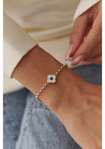 14 Ayar Altın Doch Zincir Yonca Bileklik modelleri