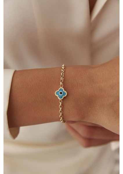 14 Ayar Altın Doch Zincir Yonca Bileklik