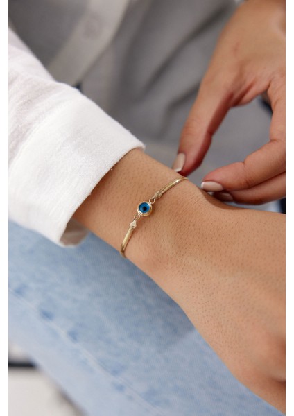 Altın Balık Sırtı Nazar Boncuklu Bileklik