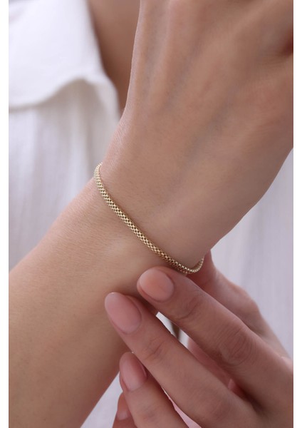 14 Ayar Altın Küp Zincir Bileklik