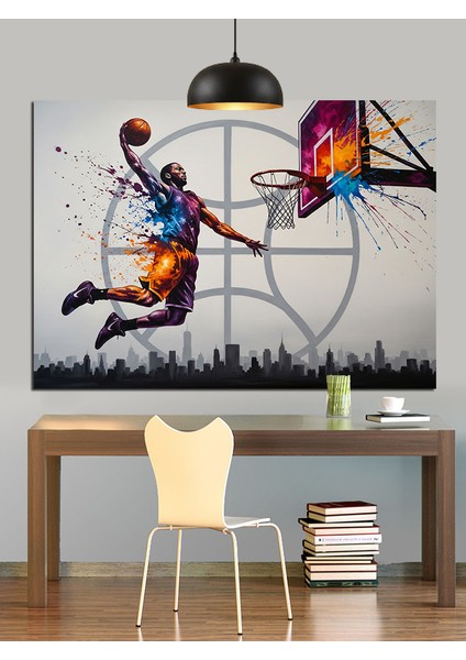Basketbol Oynayan Adam Smaç Dekoratif Kanvas - Mdf Ahşap Tablo modelleri