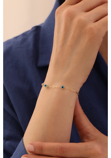 14 Ayar Altın Üç Gözlü Ataş Bileklik