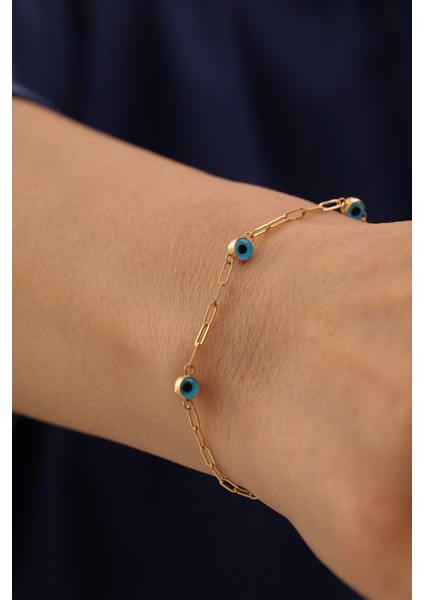 14 Ayar Altın Üç Gözlü Ataş Bileklik fiyatları