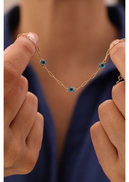 14 Ayar Altın Üç Gözlü Ataş Bileklik modelleri