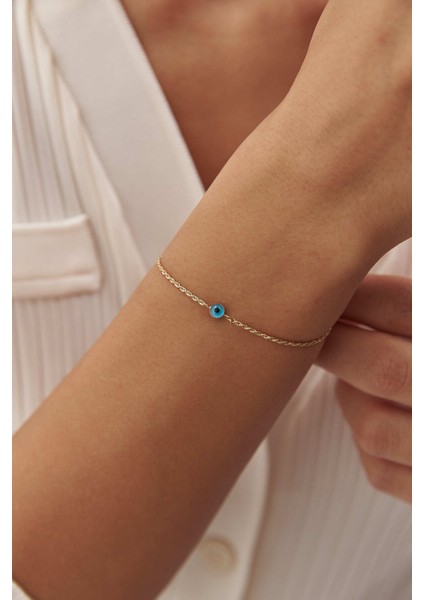 14 Ayar Altın Ince Halat Göz Bileklik modelleri