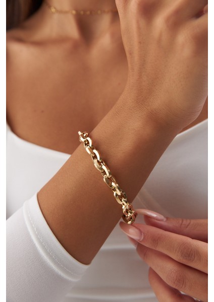 14 Ayar Altın Kalın Doch Ataş Bileklik modelleri