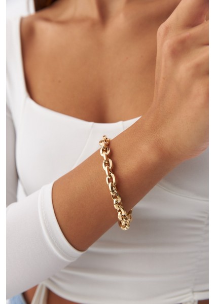 14 Ayar Altın Kalın Doch Ataş Bileklik indirimleri