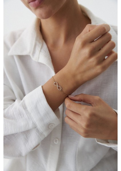 14 Ayar Altın Sonsuzluk Bileklik modelleri