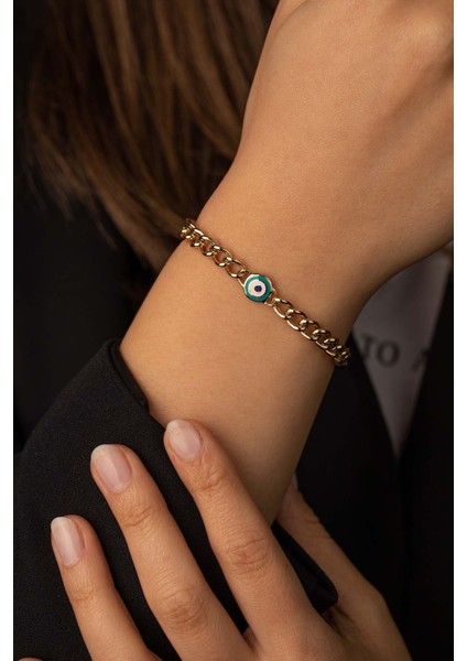 14 Ayar Altın Gurmet Mineli Göz Bileklik