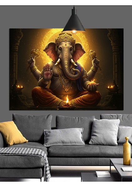 Hint Tanrısı Ganesha Figürü Dekoratif Kanvas - Mdf Ahşap Tablo fırsatları