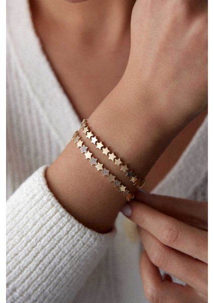 14 Ayar Altın Taşlı Yıldız Bileklik fırsatları