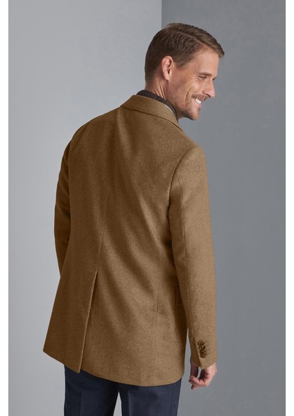 Erkek Camel Regularfıt / Rahat Kalıp Ceket Yaka Kaban fiyatları