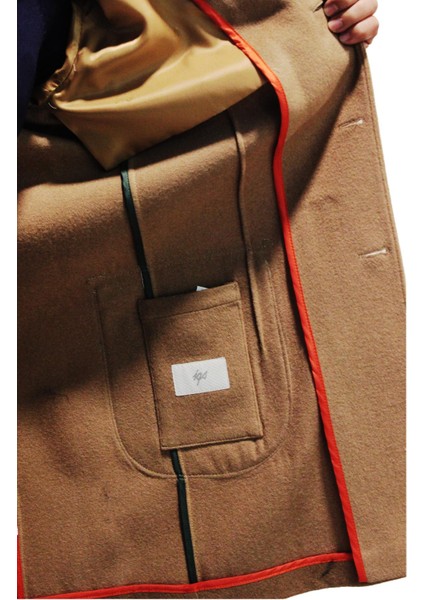 Erkek Camel Regularfıt / Rahat Kalıp Ceket Yaka Kaban modelleri