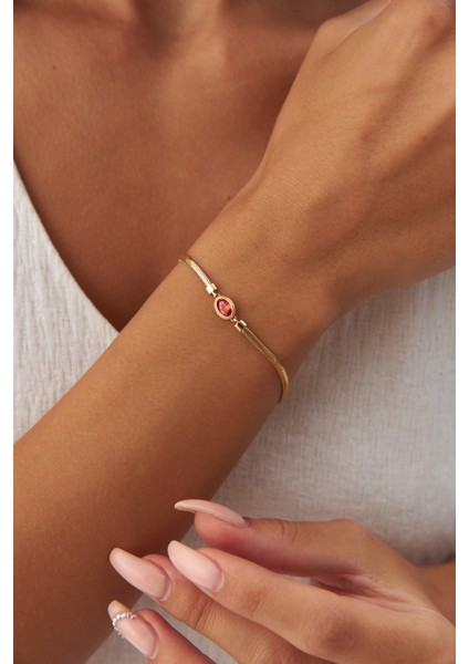 14 Ayar Altın Balık Sırtı Kırmızı Gözlü Bileklik fiyatları