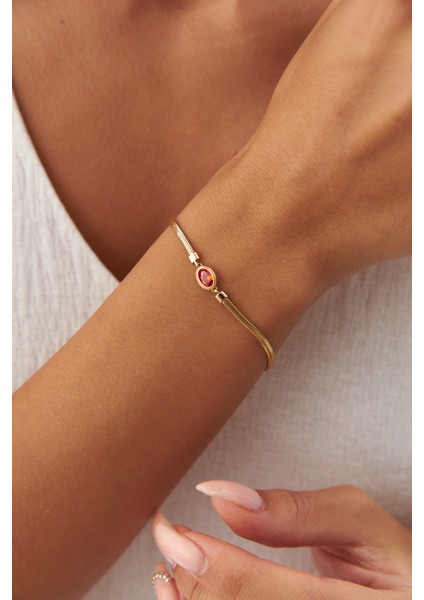 14 Ayar Altın Balık Sırtı Kırmızı Gözlü Bileklik fırsatları
