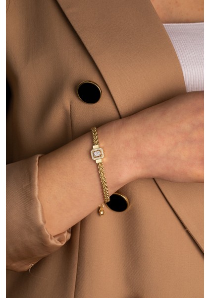 14 Ayar Altın Çift Sıra Burgu Baget Bileklik