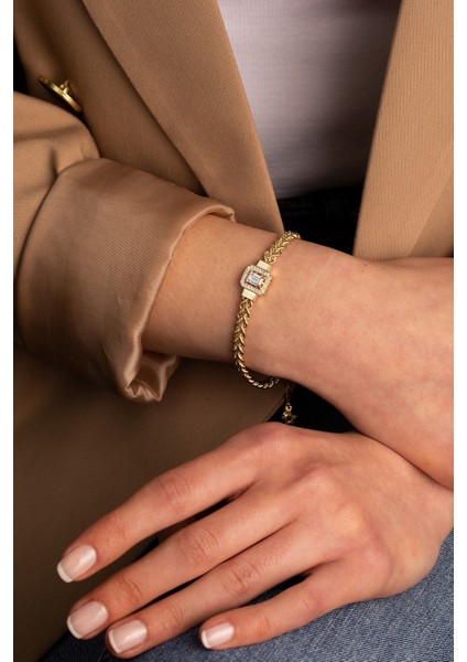 14 Ayar Altın Çift Sıra Burgu Baget Bileklik modelleri