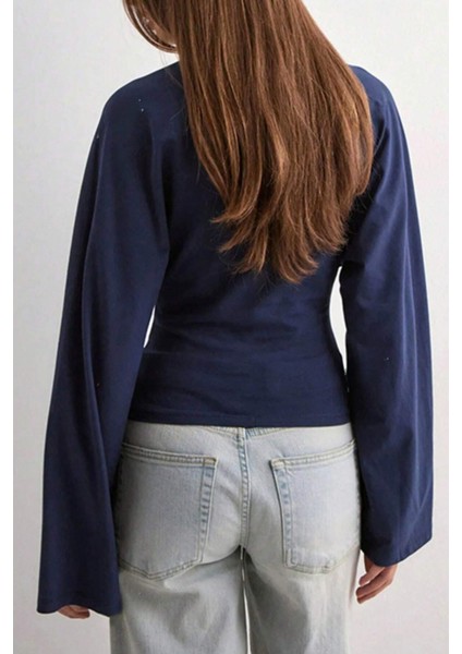 Siyah - Lacivert 2li Paket Kadın Uzun Kollu Belden Oturtmalı Bluz indirimleri