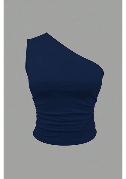 Kadın Lacivert Tek Omuzlu Basic Dar Kesim Slim Fit Bluz modelleri