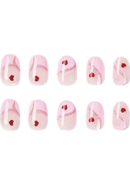Kalpli Simli Pembe French Badem Takma Tırnak Seti (24 Adet) fiyatları