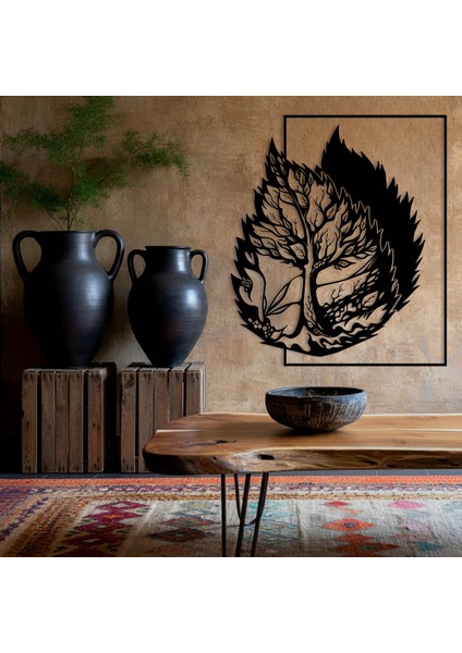 Yaprakta Yaşam Temalı Ahşap Duvar Tablosu