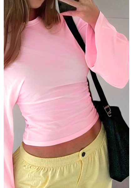 Kadın Uzun Kollu Belden Oturtmalı Bluz modelleri