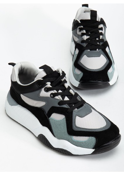 SP-172-2 Siyah Gri Bağcıklı Kadın Spor Ayakkabı fırsatları