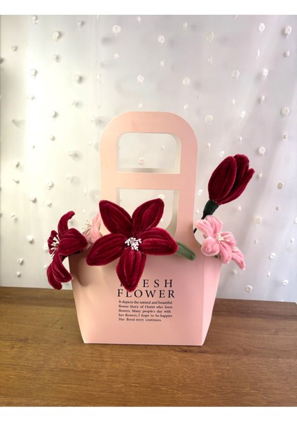 Çiçek- Yapay Çiçek - Kadife Dokulu Çiçek Aranjmanı