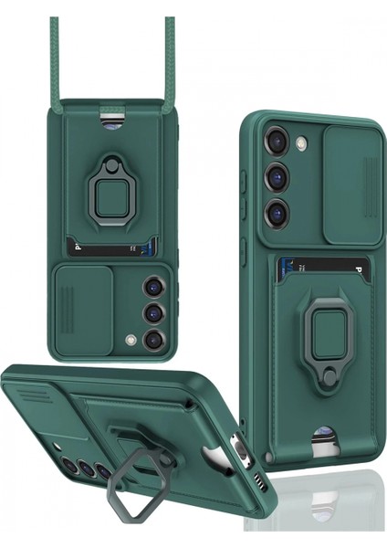 Samsung Galaxy S24 Plus Kılıf Zuma Kartvizitli Yüzüklü Silikon - Yeşil