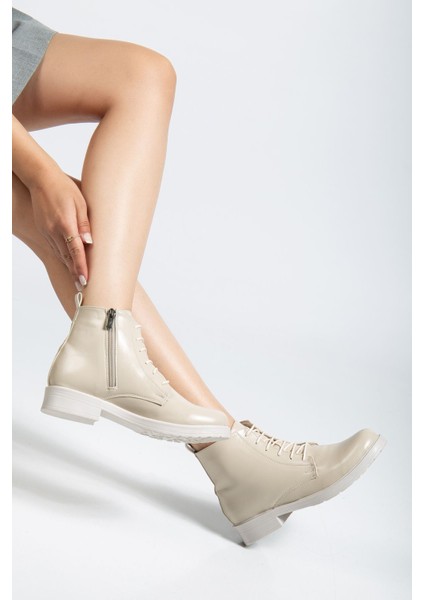 165-225 Bej Yanki Bağcıklı Fermuarlı Günlük Kadın Bot fiyatları