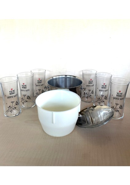 6 Adet Yeni Seri Rakı Bardağı Yeni Model Rakı Bardağı Çelik Buz Kovası Çif Katmanlı Maşalı Kapaklı fiyatları