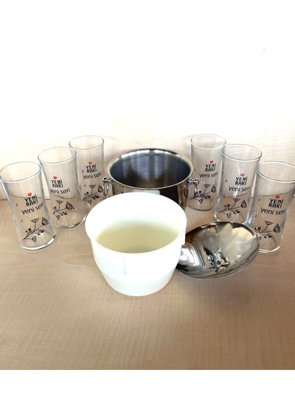 6 Adet Yeni Seri Rakı Bardağı Yeni Model Rakı Bardağı Çelik Buz Kovası Çif Katmanlı Maşalı Kapaklı modelleri