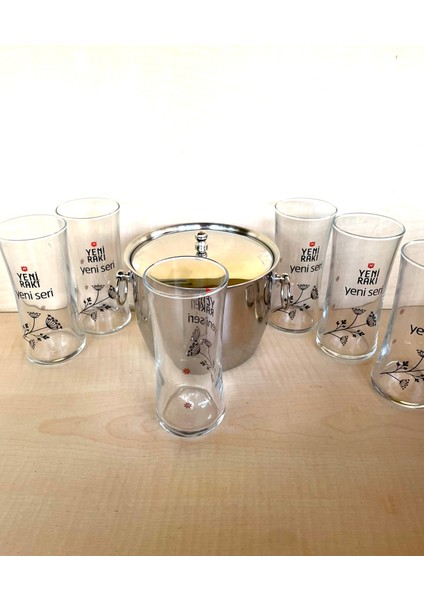 6 Adet Yeni Seri Rakı Bardağı Yeni Model Rakı Bardağı Çelik Buz Kovası Çif Katmanlı Maşalı Kapaklı fırsatları